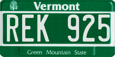 VT license plate REK925