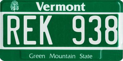 VT license plate REK938