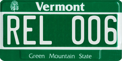VT license plate REL006