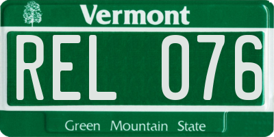 VT license plate REL076