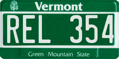 VT license plate REL354