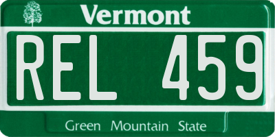 VT license plate REL459