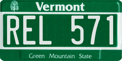 VT license plate REL571