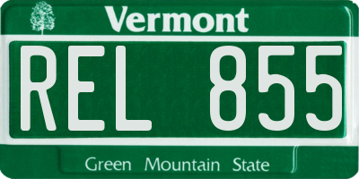 VT license plate REL855