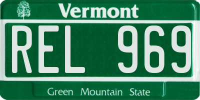 VT license plate REL969