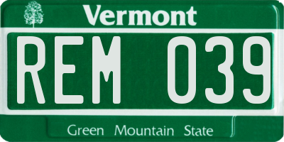 VT license plate REM039