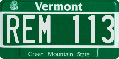 VT license plate REM113