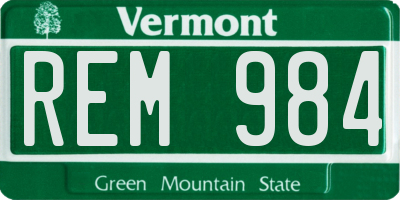 VT license plate REM984