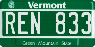 VT license plate REN833