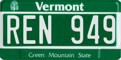 VT license plate REN949
