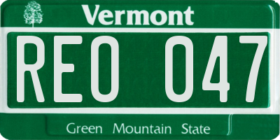 VT license plate REO047