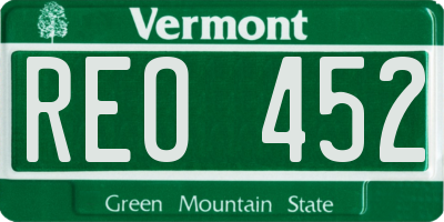 VT license plate REO452