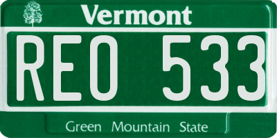 VT license plate REO533