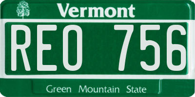 VT license plate REO756