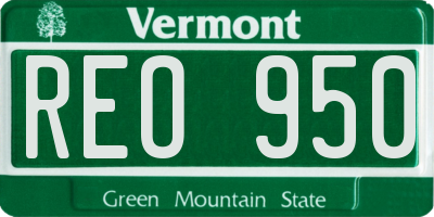 VT license plate REO950