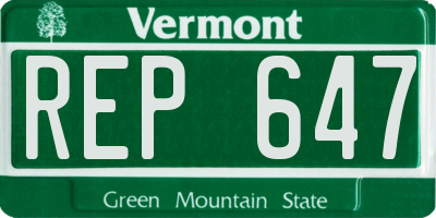 VT license plate REP647