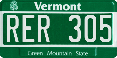 VT license plate RER305