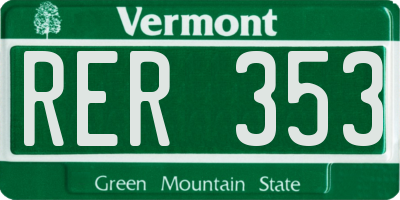 VT license plate RER353