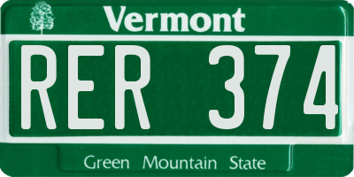 VT license plate RER374