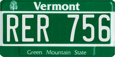 VT license plate RER756