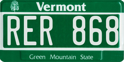 VT license plate RER868