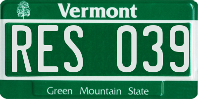 VT license plate RES039