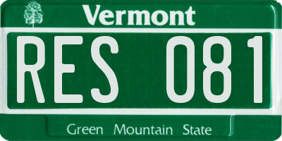 VT license plate RES081
