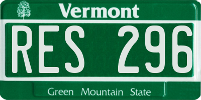 VT license plate RES296
