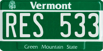 VT license plate RES533