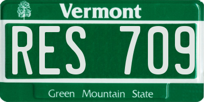 VT license plate RES709