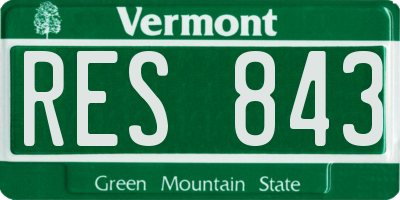 VT license plate RES843