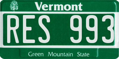 VT license plate RES993
