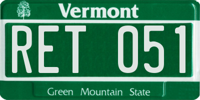 VT license plate RET051