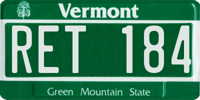 VT license plate RET184