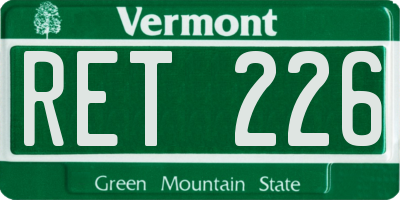 VT license plate RET226