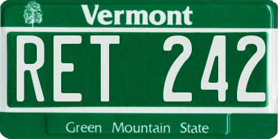 VT license plate RET242