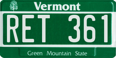 VT license plate RET361