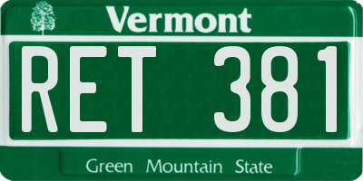 VT license plate RET381
