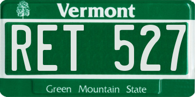 VT license plate RET527