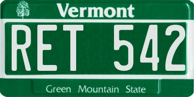 VT license plate RET542