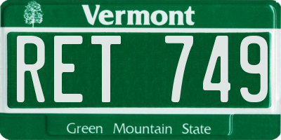 VT license plate RET749