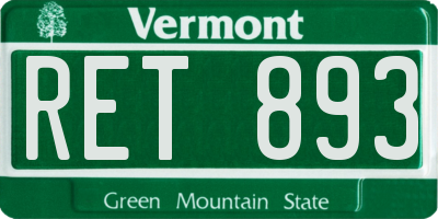 VT license plate RET893