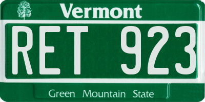 VT license plate RET923