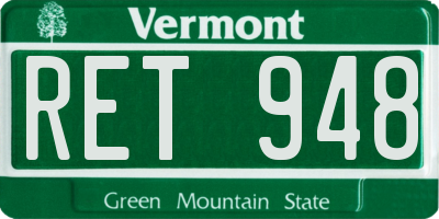 VT license plate RET948