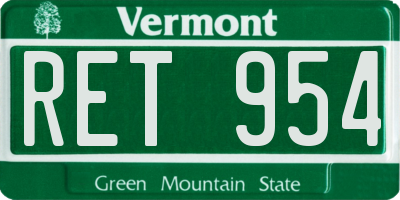 VT license plate RET954