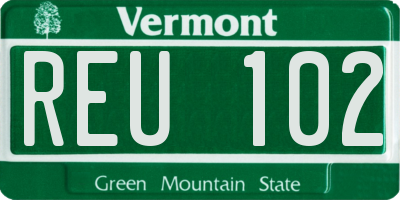 VT license plate REU102