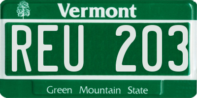 VT license plate REU203