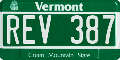 VT license plate REV387
