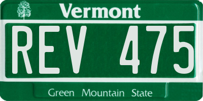 VT license plate REV475