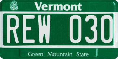 VT license plate REW030